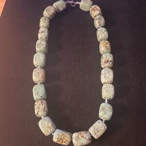 Spotted Light Green Tone Square Stone Necklace